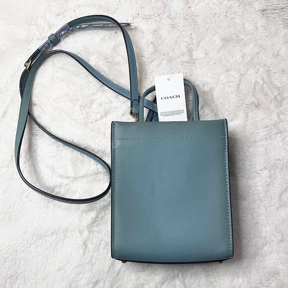 Coach Glovetanned Leather Mini Cashin Tote Crossbody Bag - Sage NWT - Picture 1 of 16